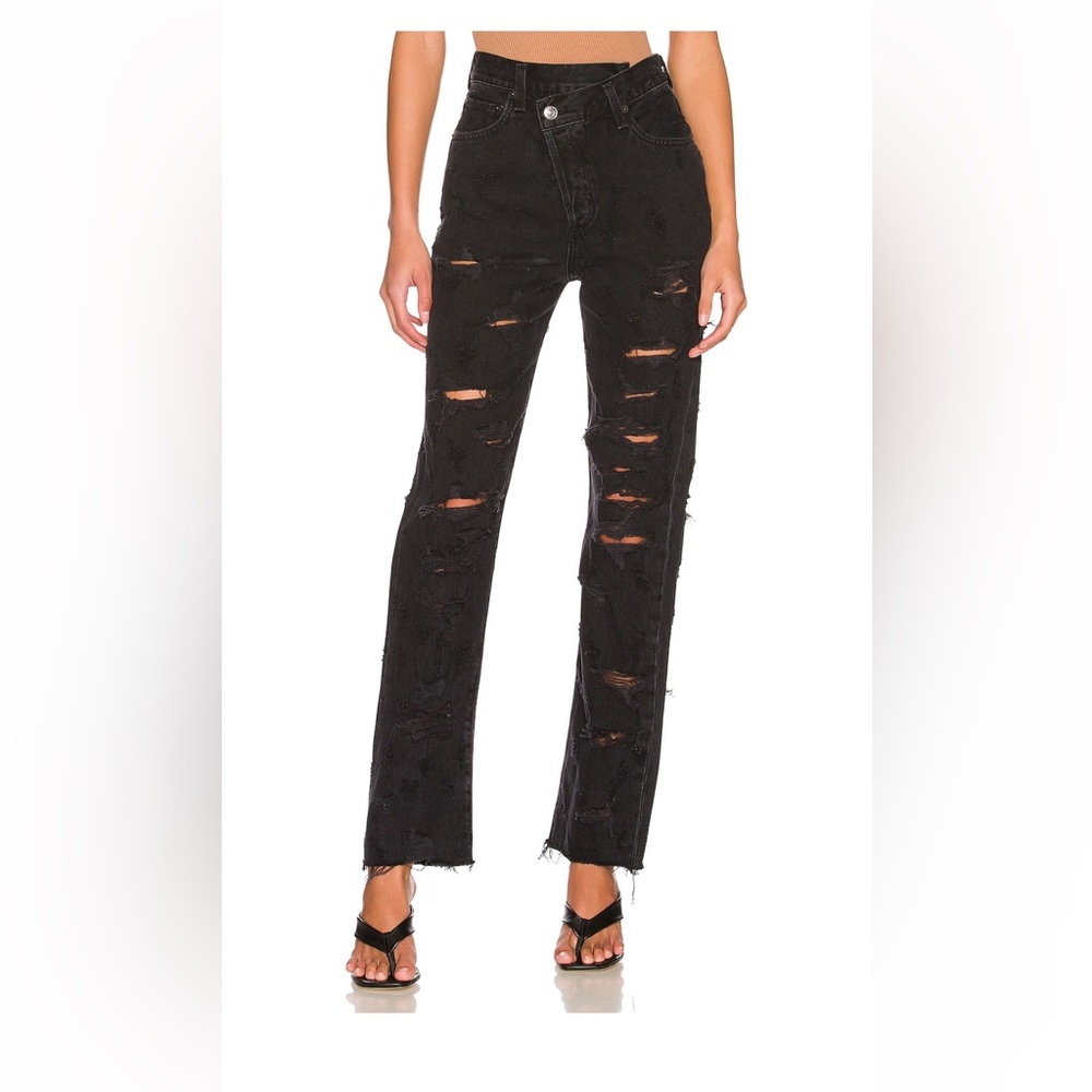 Agolde Criss Cross Straight Jeans in Feverish Black